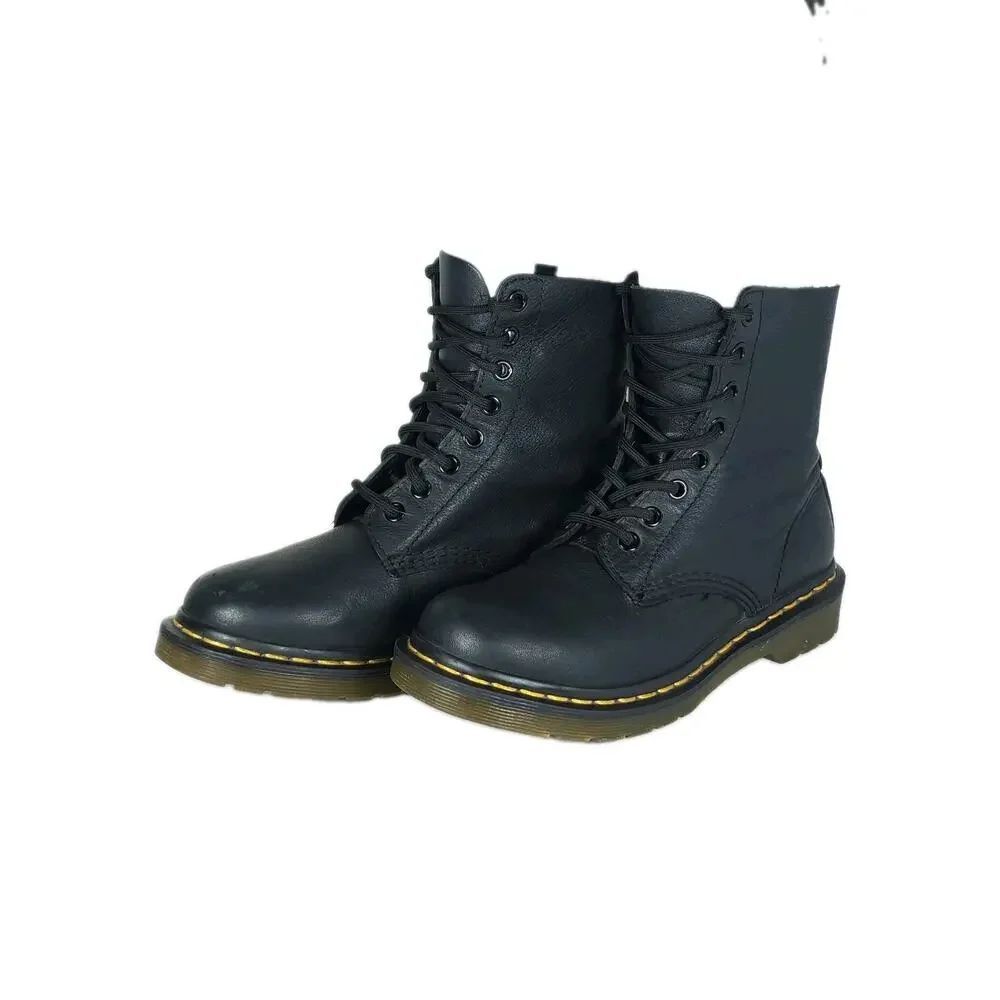 Dr. Martens Women's Pascal Virginia US6 Black Leather LaceUp Ankle Combat Boots
